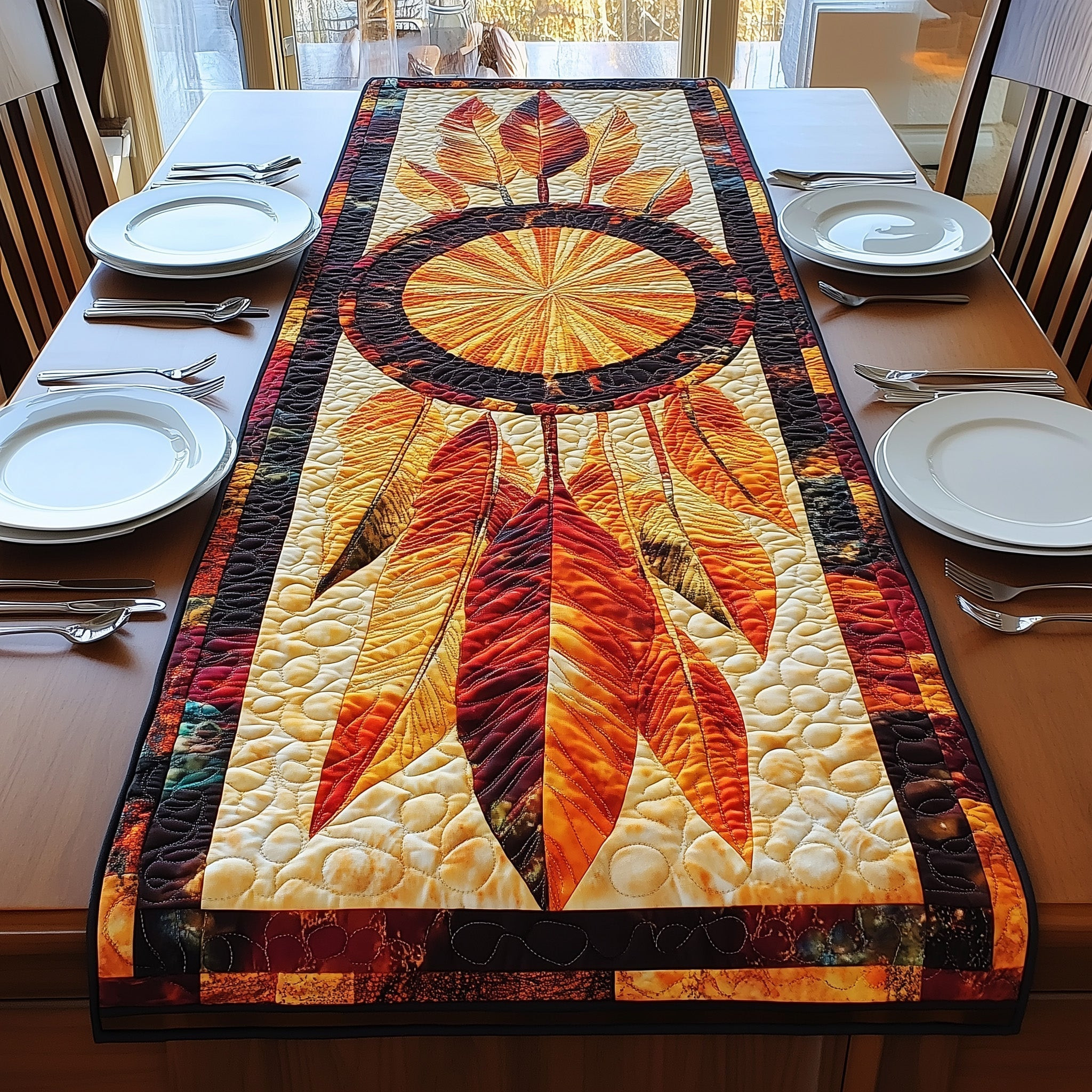 Sunfire Dreamcatcher Quilted Table Runner Table Runner Dining Table Native American Gifts Online
