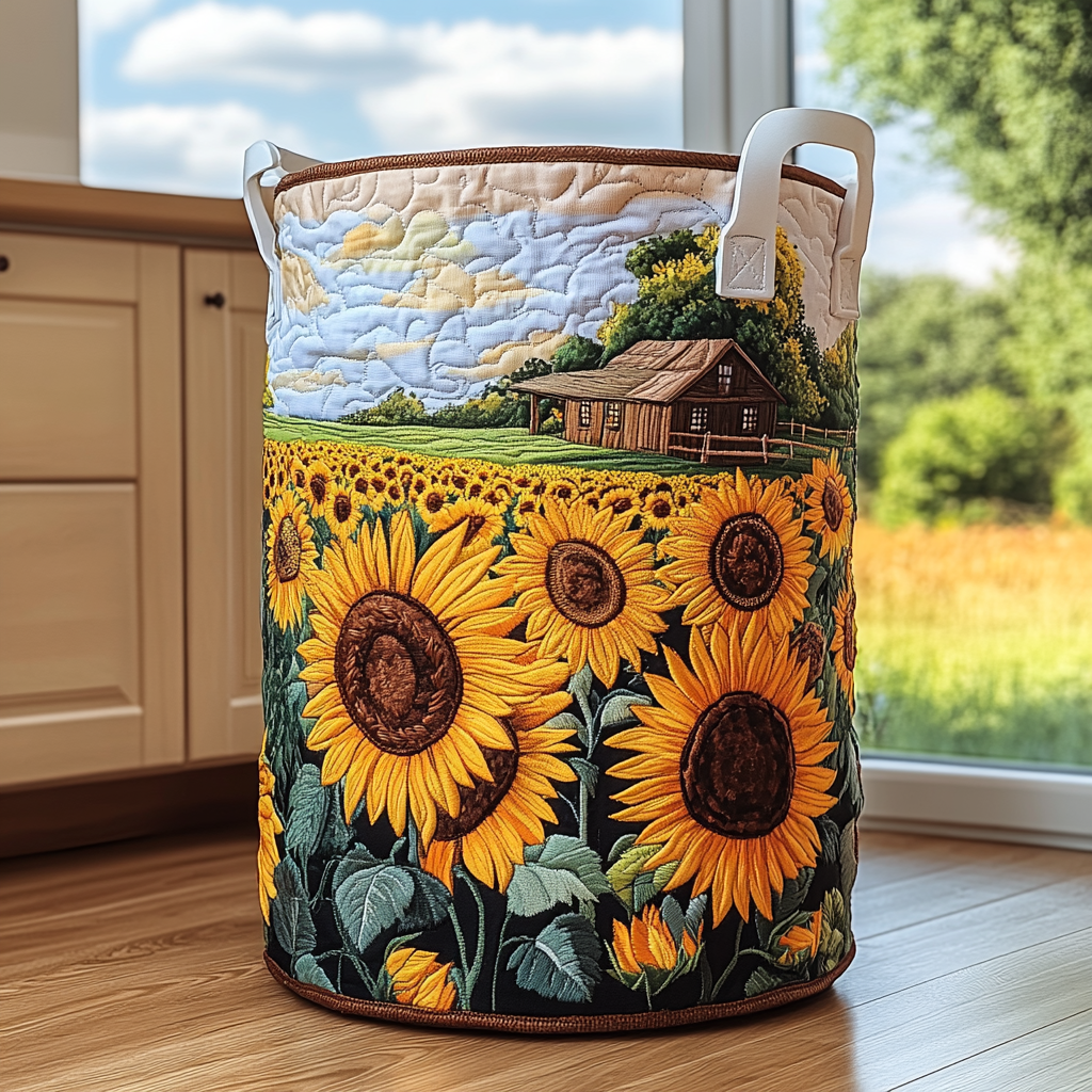 Sunflower Bliss Quilted Laundry Basket Hamper Basket Gifts For Mother In Law