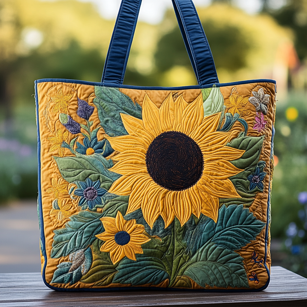 Sunflower Bloom Quilted Tote Bag Good Shoulder Bags Good Gifts For Mom Birthday