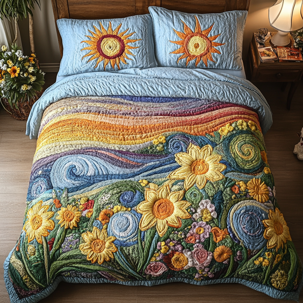 Sunflower Dream Quilted Bedding Set Best Sheets Ever Sunflower Theme Gifts Merchandise