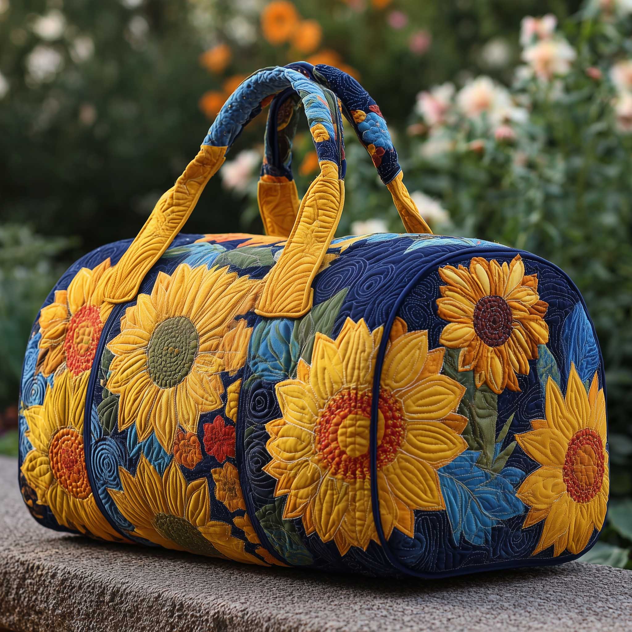 Sunflower Dream Quilted Duffle Bag Weekender Duffel Bag Women Best Moms Day Gifts
