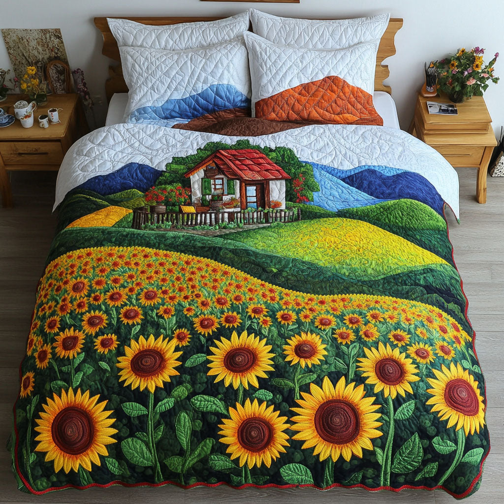 Sunflower Dreams Quilted Bedding Set Best King Bedding Sets Father's Day Presents For Husband
