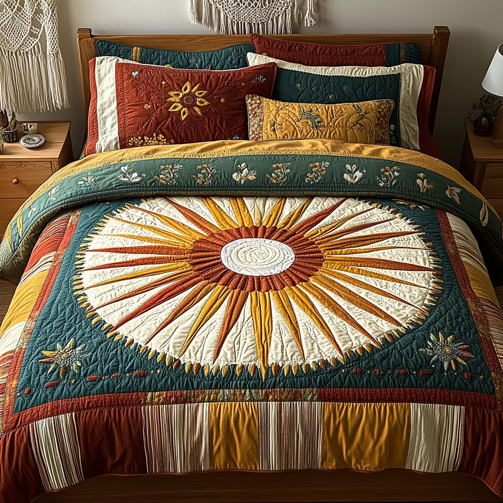 Sunflower Dreams Quilted Bedding Set Cute Sheet Sets Sentimental Gifts For Mom