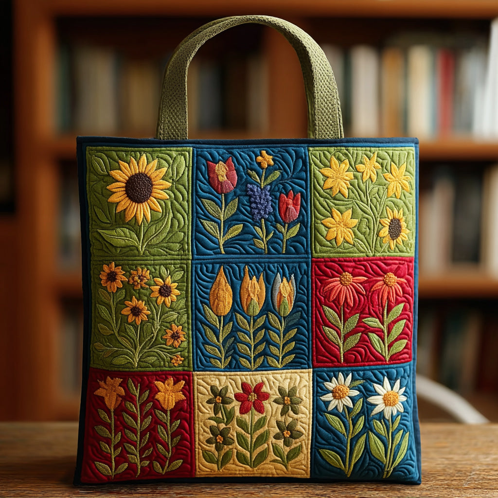 Sunflower Flower Quilted Tote Bag Perfect Shoulder Bag Mother's Day Gift Ideas For Wife