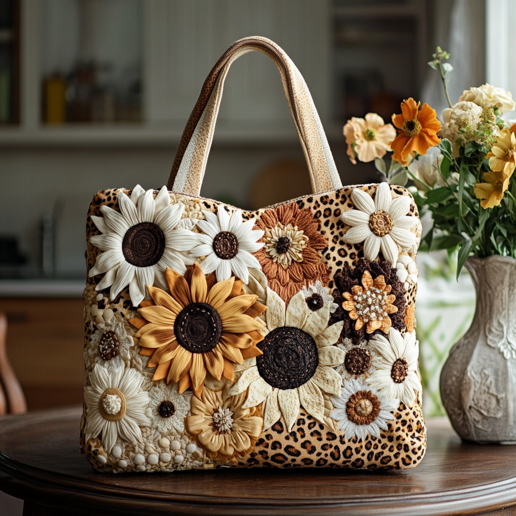 Sunflower Garden Quilted Tote Bag Cool Tote Bags For Women Cute Mothers Day Gifts