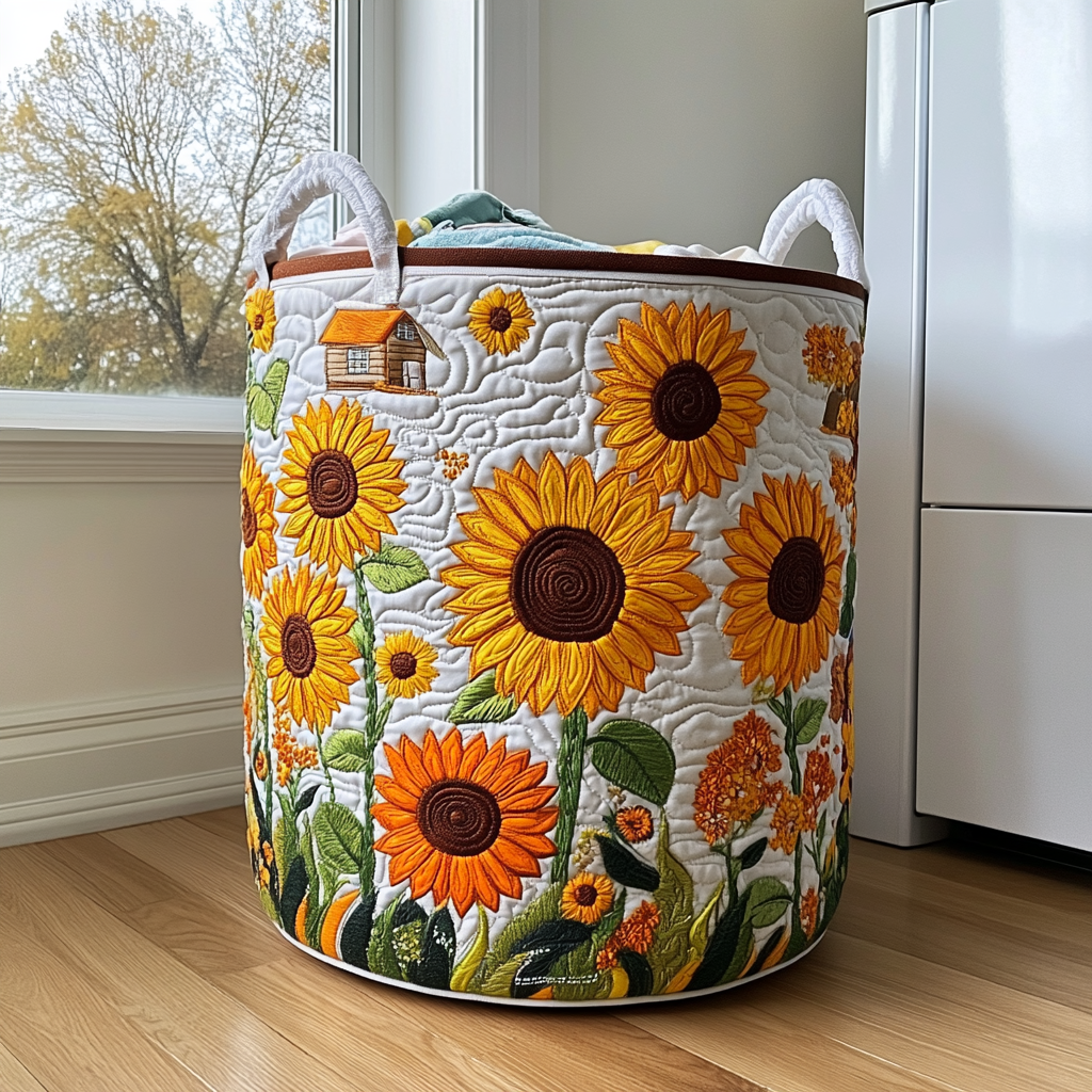 Sunflower Grove Quilted Laundry Basket Home Decor Shop Useful Mother's Day Gifts