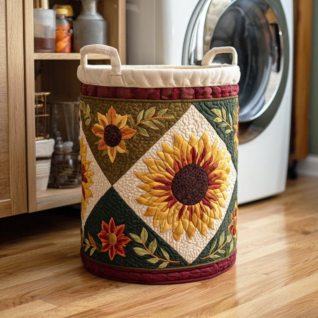 Sunflower Mood Quilted Laundry Basket Clothes Basket Storage Best Mothers Day Gift For Wife