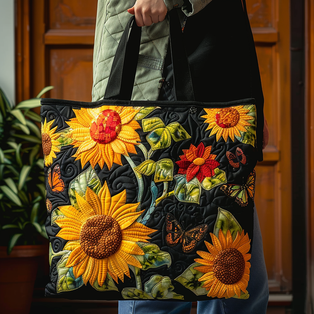 Sunflower Night Quilted Tote Bag Best Shoulder Handbags Last Minute Gifts For Mom