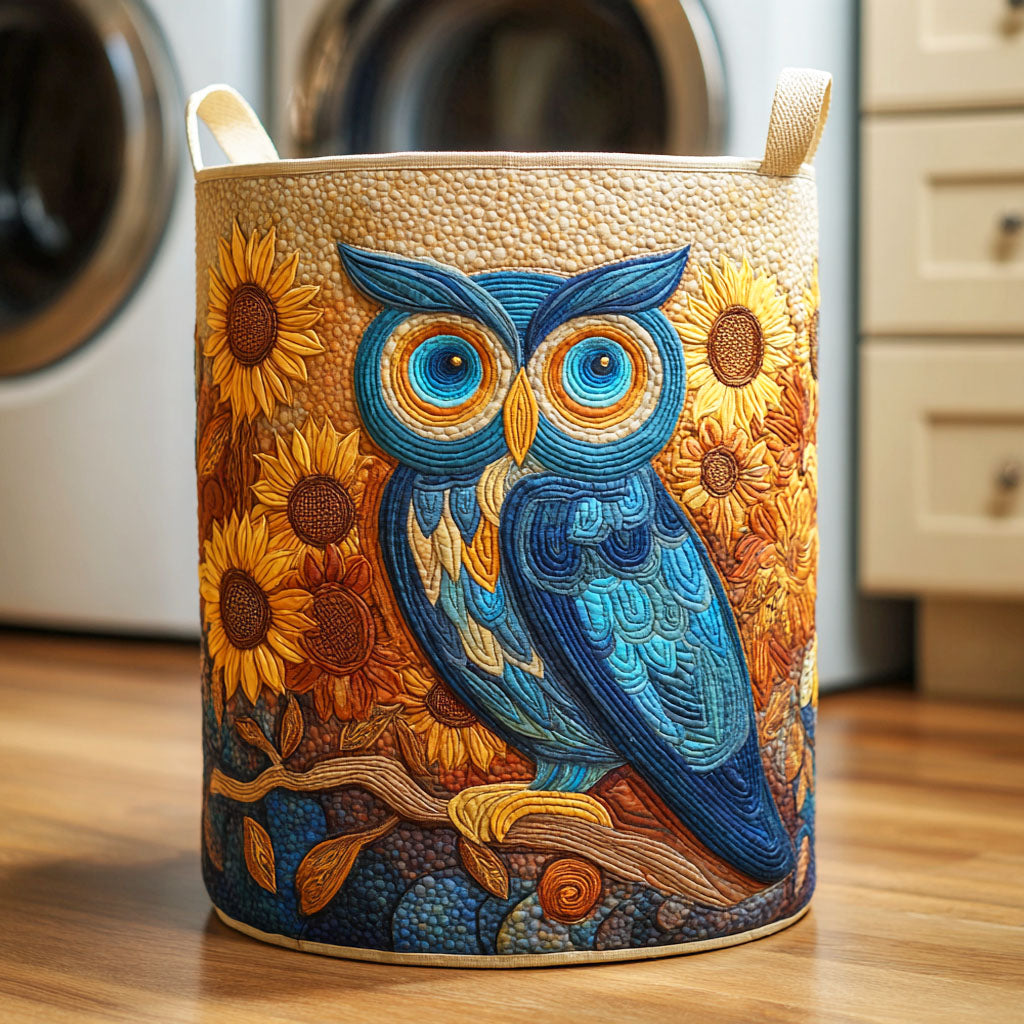 Sunflower Owl Quilted Laundry Basket Unusual Laundry Basket Owl Items For Gifts