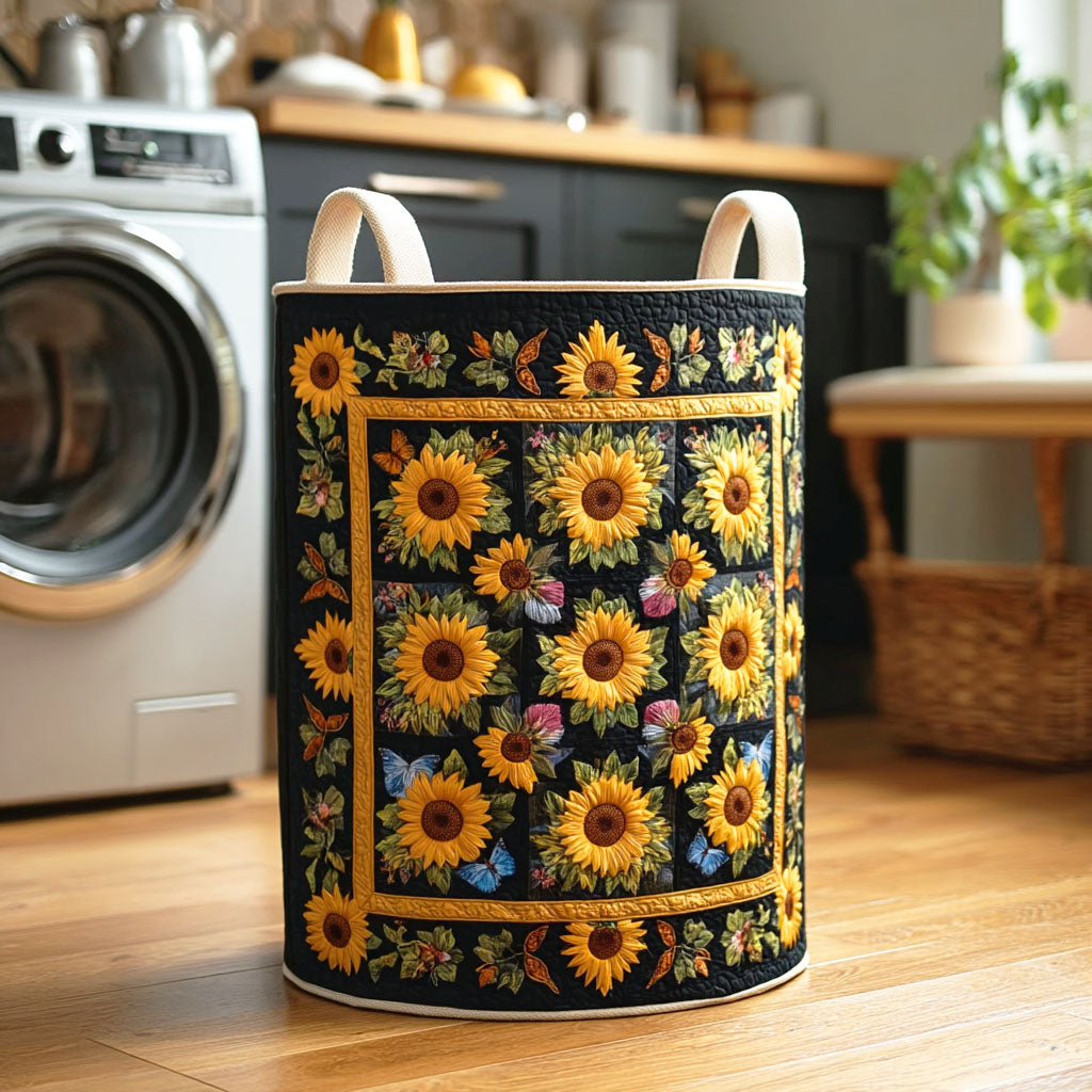 Sunflower Patch Garden Quilted Laundry Basket Unique Clothes Hamper Useful Gifts For Mom