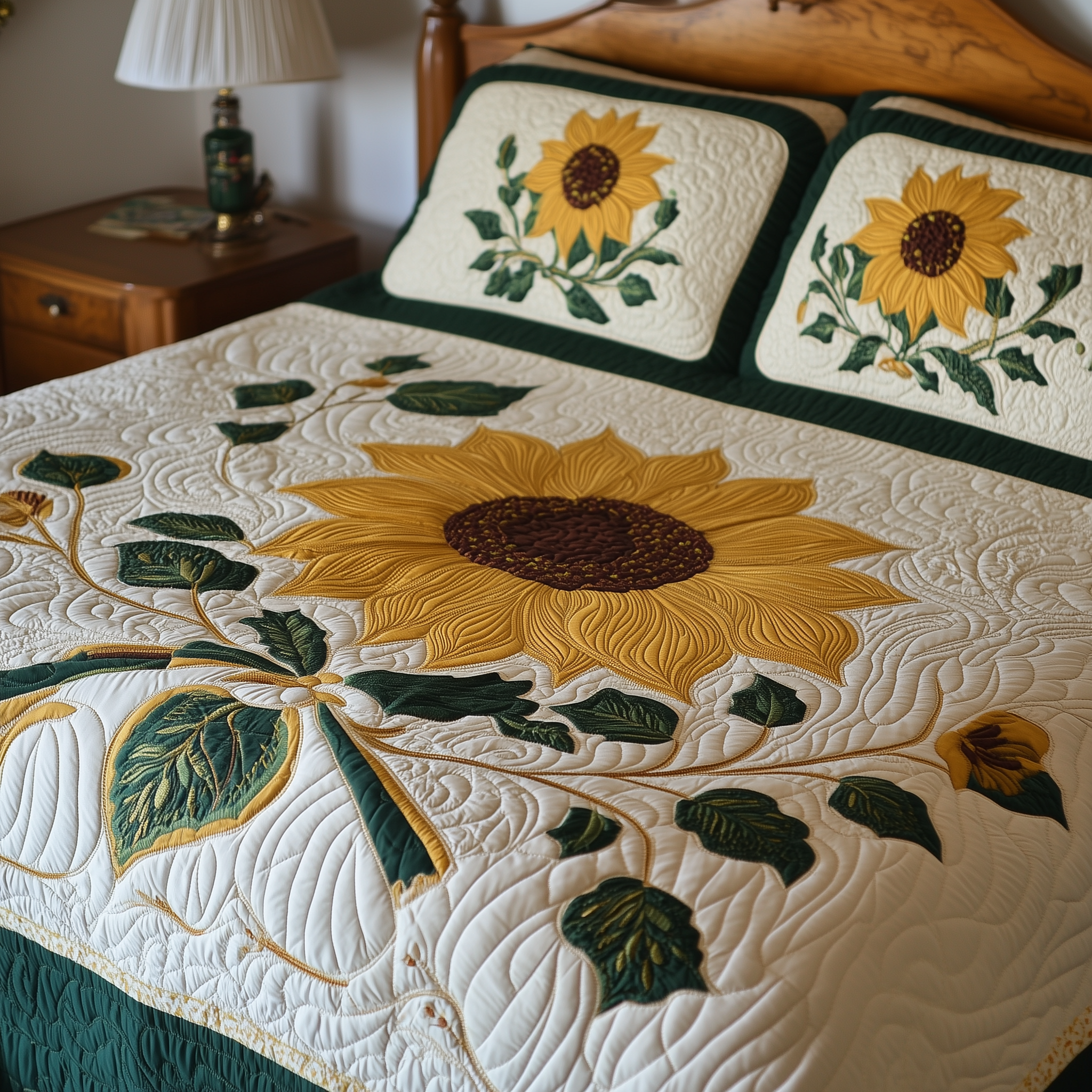 Sunflower Quilted Bedding Set Bed Room Decoration Sunflower Gift Items