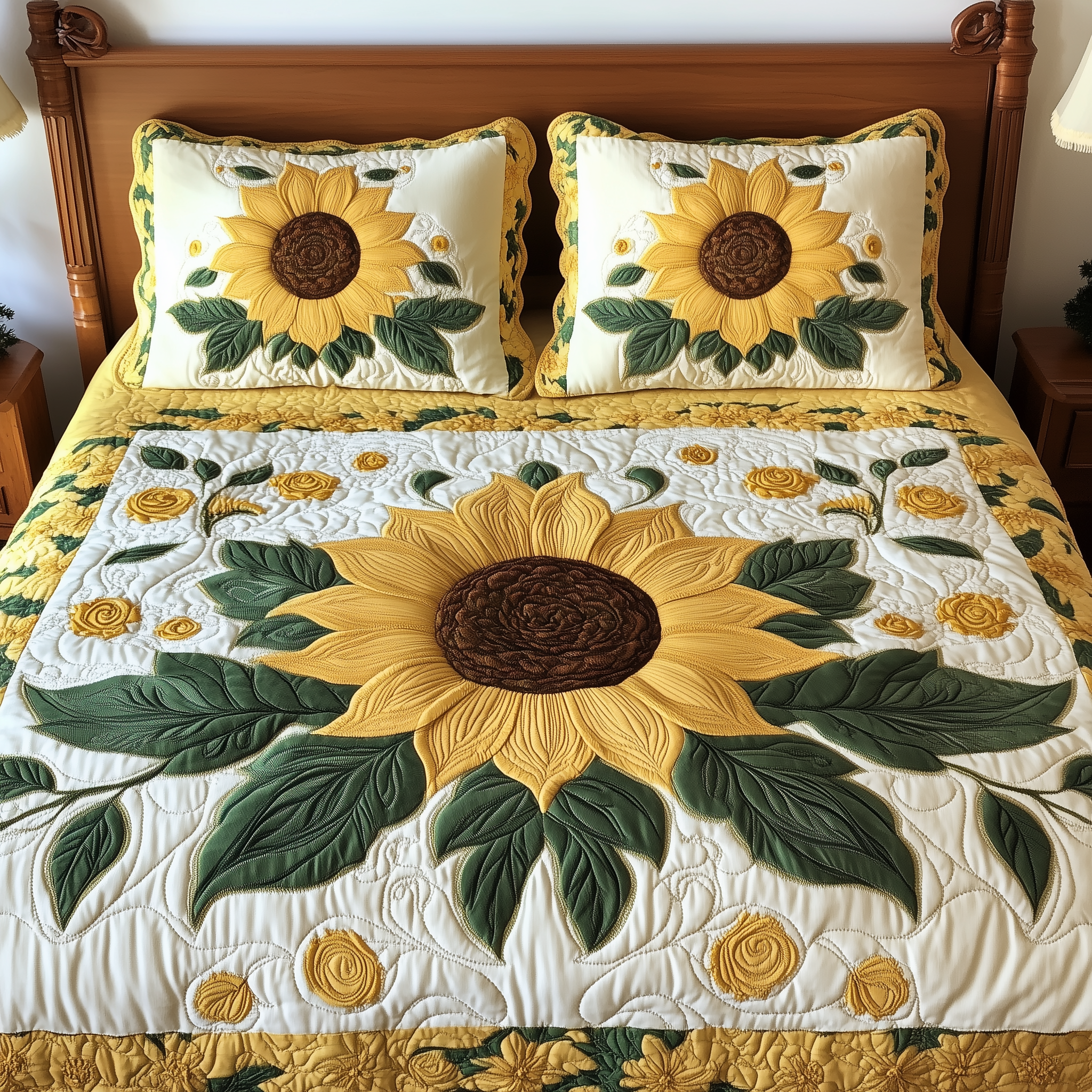 Sunflower Quilted Bedding Set Boho Bedroom Ideas Gifts For Sunflower Lovers