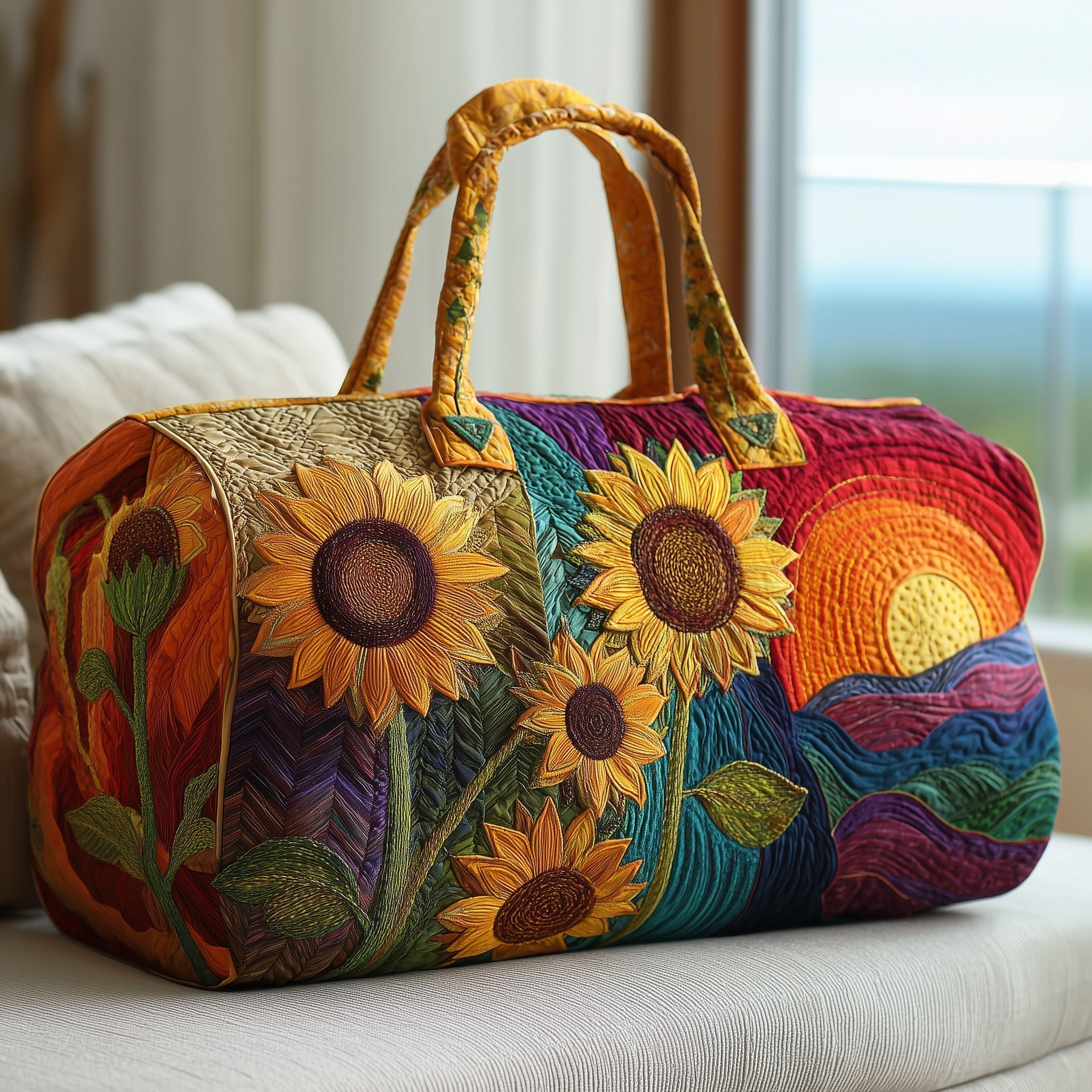 Sunflower Quilted Duffle Bag Black Hole Duffel Gifts For Mom From Daughter