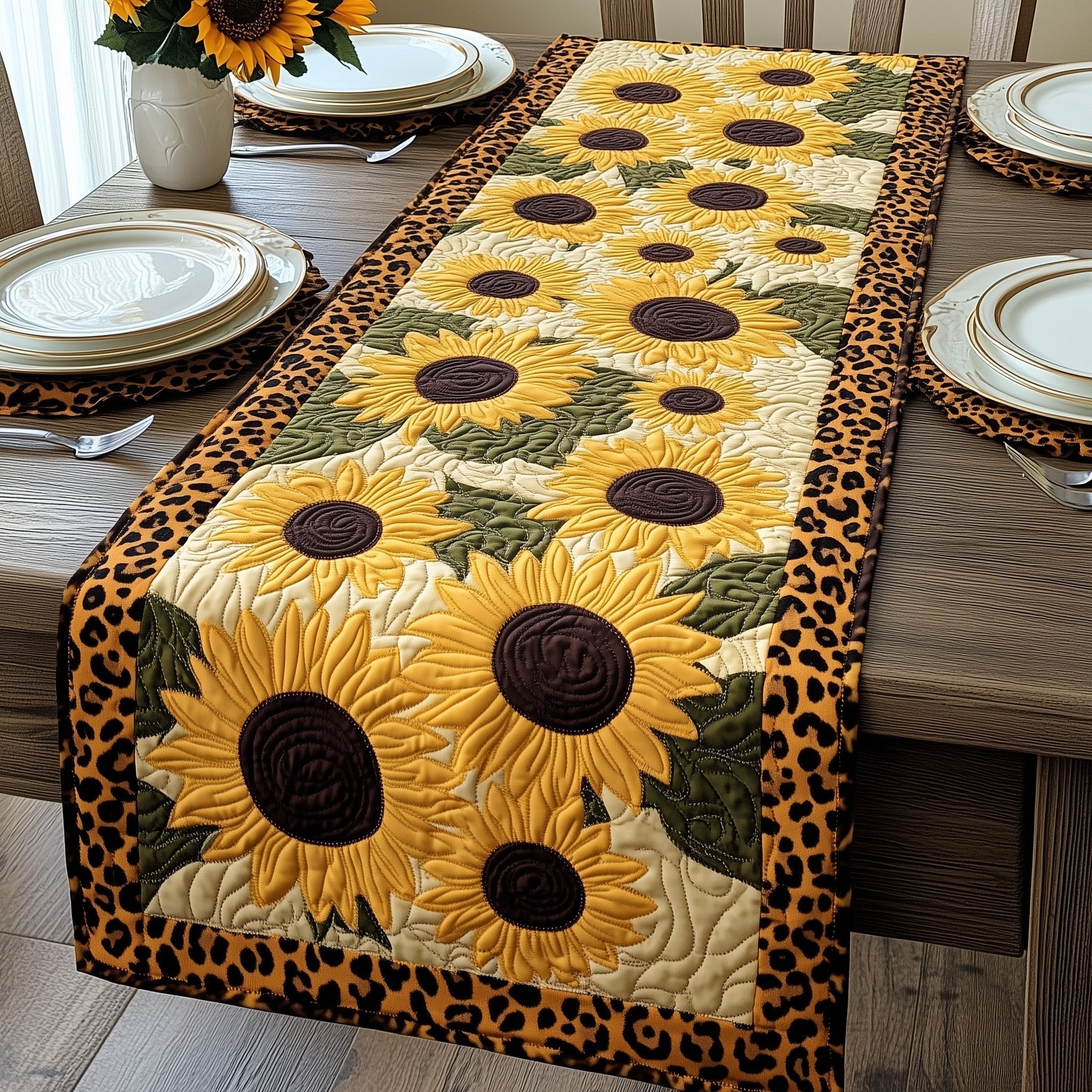 Sunflower Safari Quilted Table Runner Table Runners Long Cool Gift Ideas For Mom