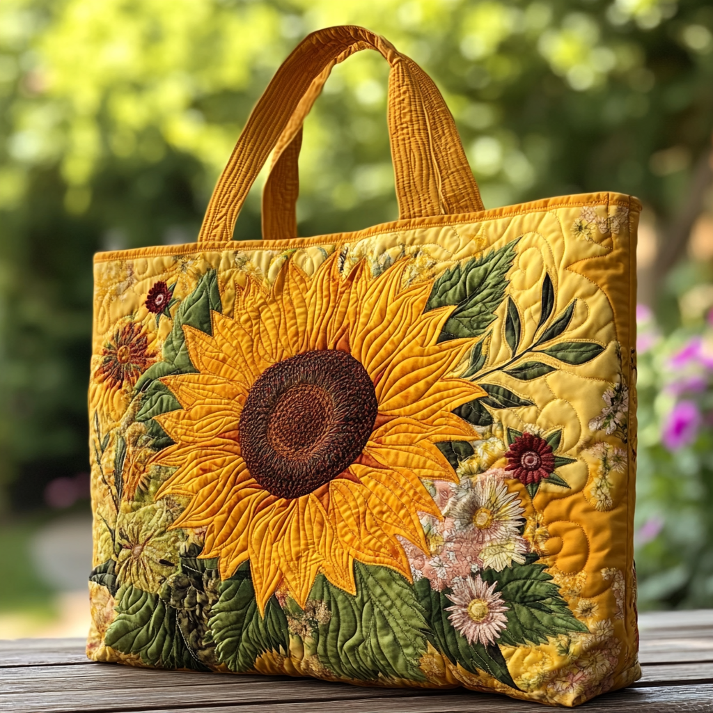 Sunflower Shine Quilted Tote Bag Cool Tote Bags For Women Birthday Gifts For Mom From Daughter