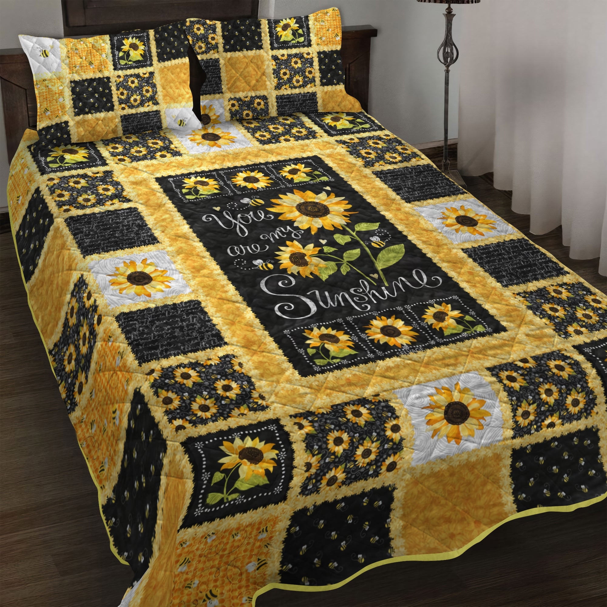 Sunflower Sunshine Quilted Bedding Set Cute Sheet Sets Sunflower Theme Gifts