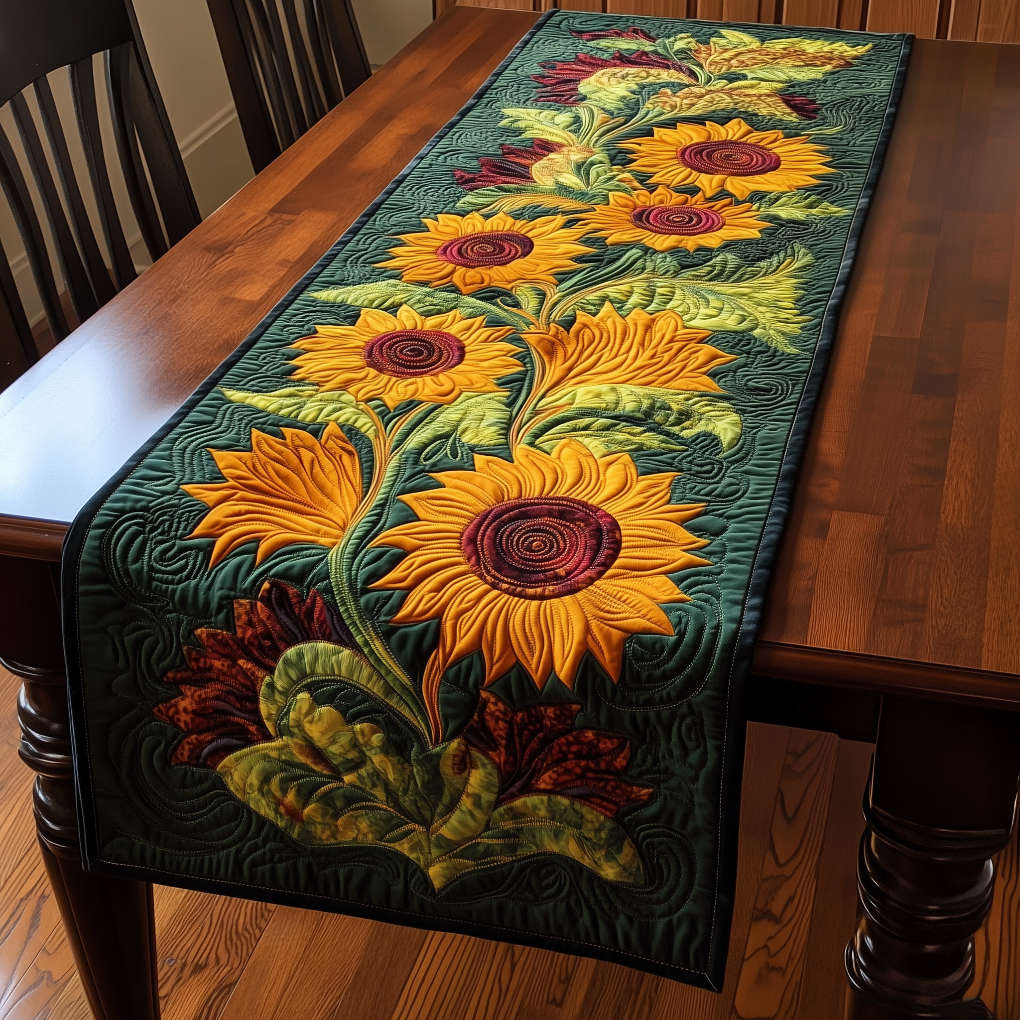 Sunflowers Quilted Table Runner Formal Dining Table Runners Best Family Gifts