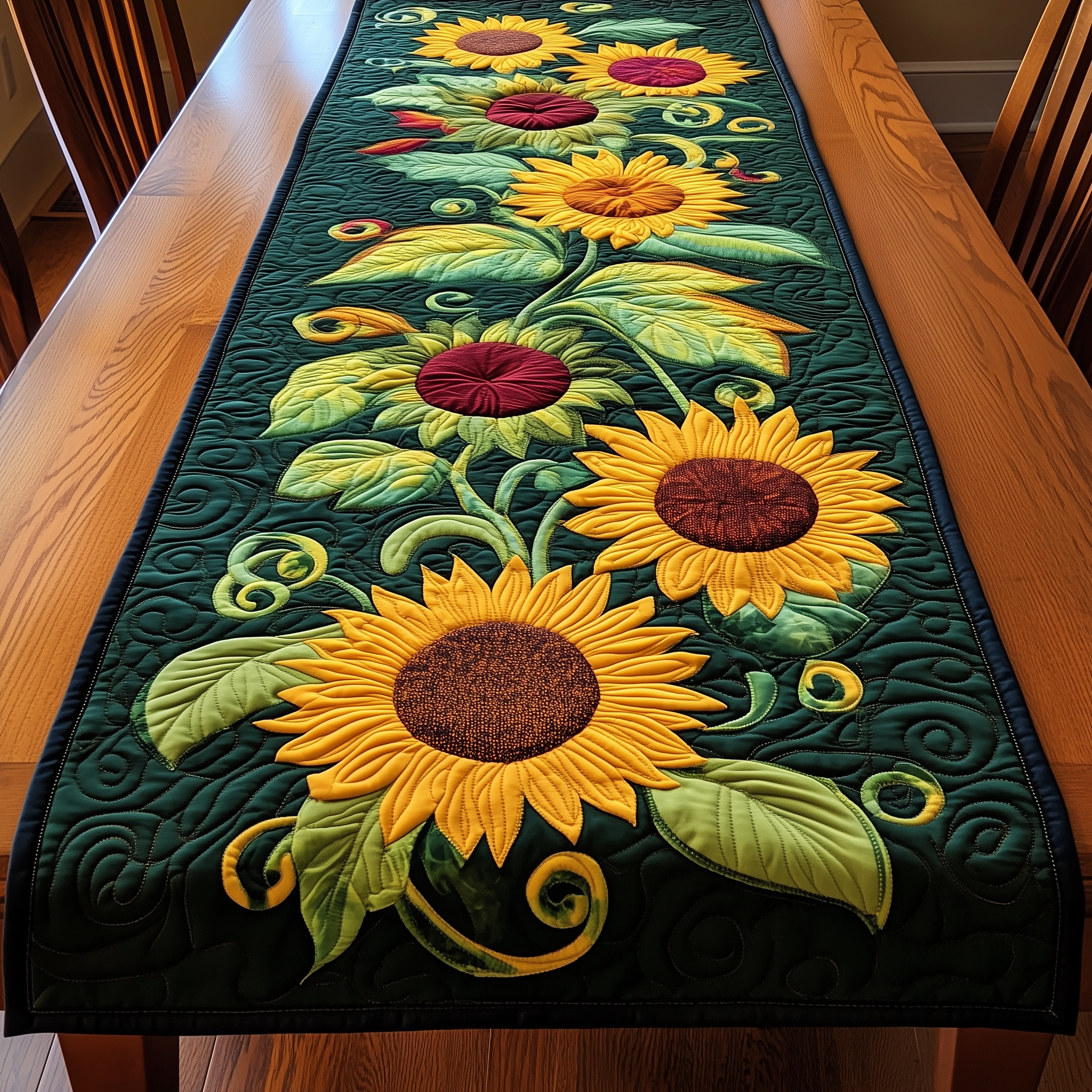 Sunflowers Quilted Table Runner Holiday Runner Dining Mothers Day Present Ideas
