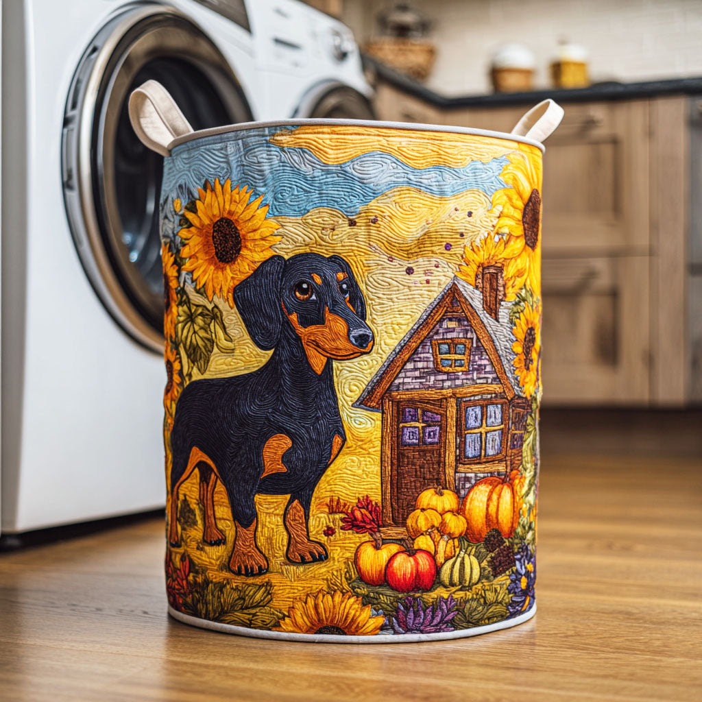 Sunlit Companion Quilted Laundry Basket Best Clothes Basket Dachshund Dad Gifts