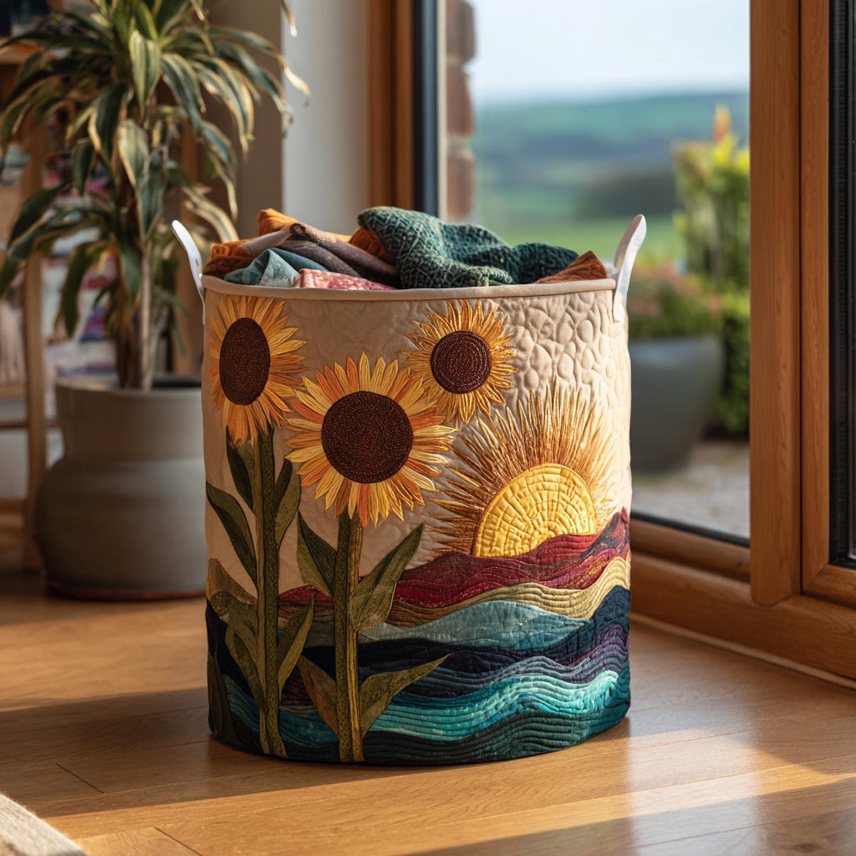 Sunlit Fields Quilted Laundry Basket Best Looking Laundry Hampers Gifts For Mum From Daughter
