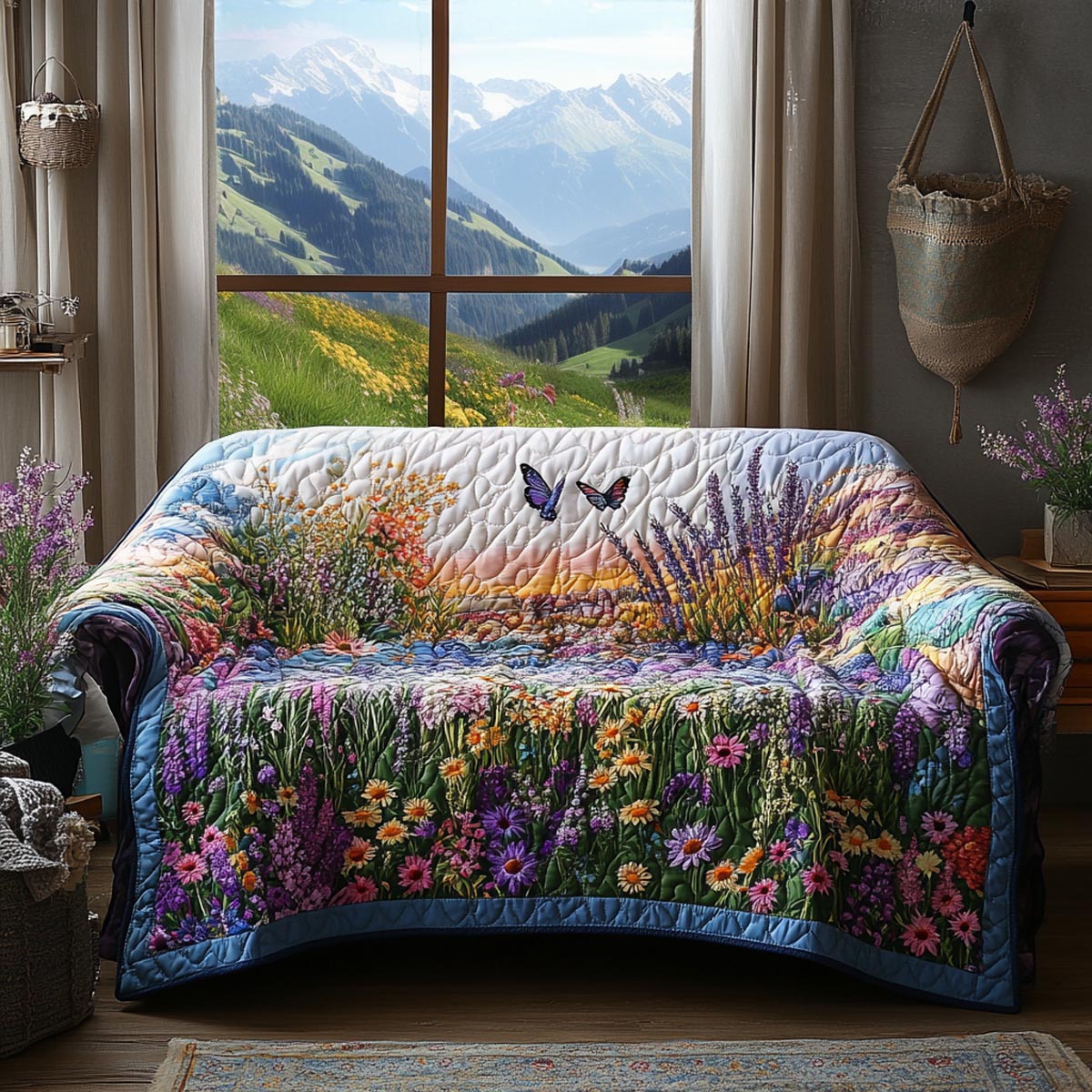 Sunlit Fields Quilted Sofa Cover Cool Sofa Slipcovers Father's Day Gifts For Husband