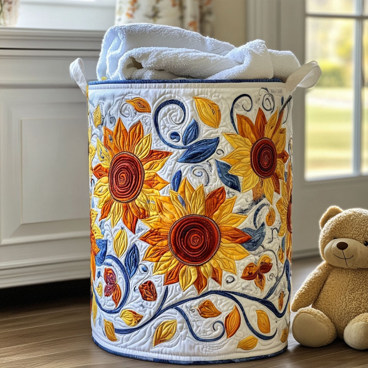 Sunlit Garden Quilted Laundry Basket Foldable Clothes Hamper Mothers Day Present Ideas