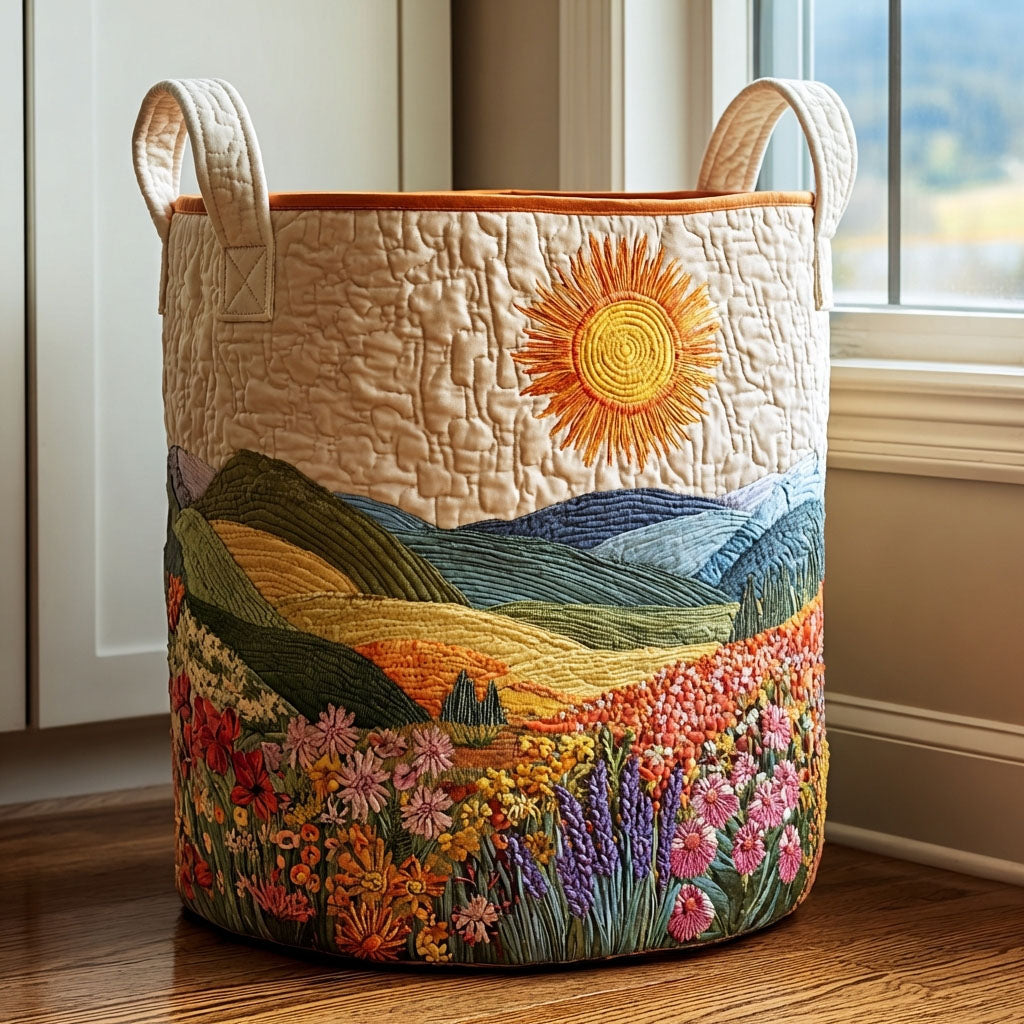 Sunlit Meadow Quilted Laundry Basket Home Decor Styles Birthday Gifts For Mom From Daughter