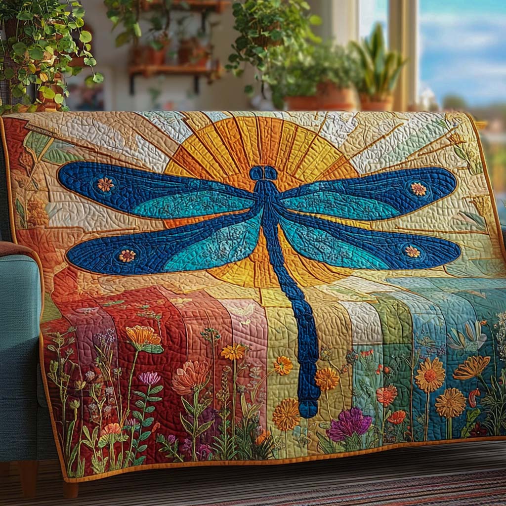 Sunlit Meadow Radiance Quilted Sofa Cover Couch Seat Covers Dragonfly Gifts For Mom