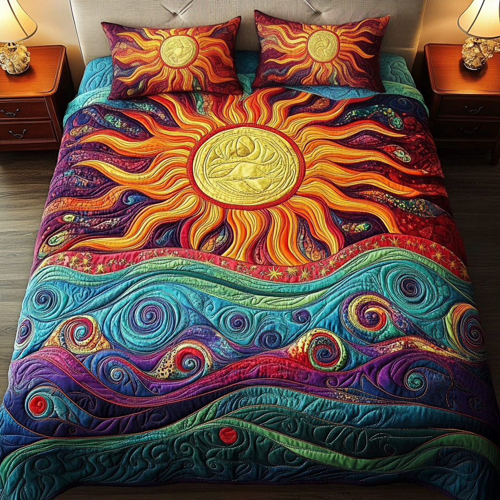Sunlit Serenity Quilted Bedding Set Cute Bed Sheet Set Mother's Day Gifts From Daughter