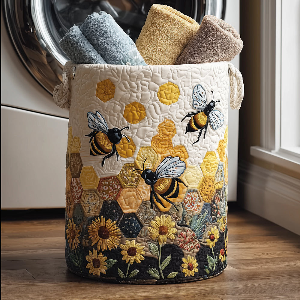 Sunny Bee Quilted Laundry Basket Hamper Basket Bee Themed Presents