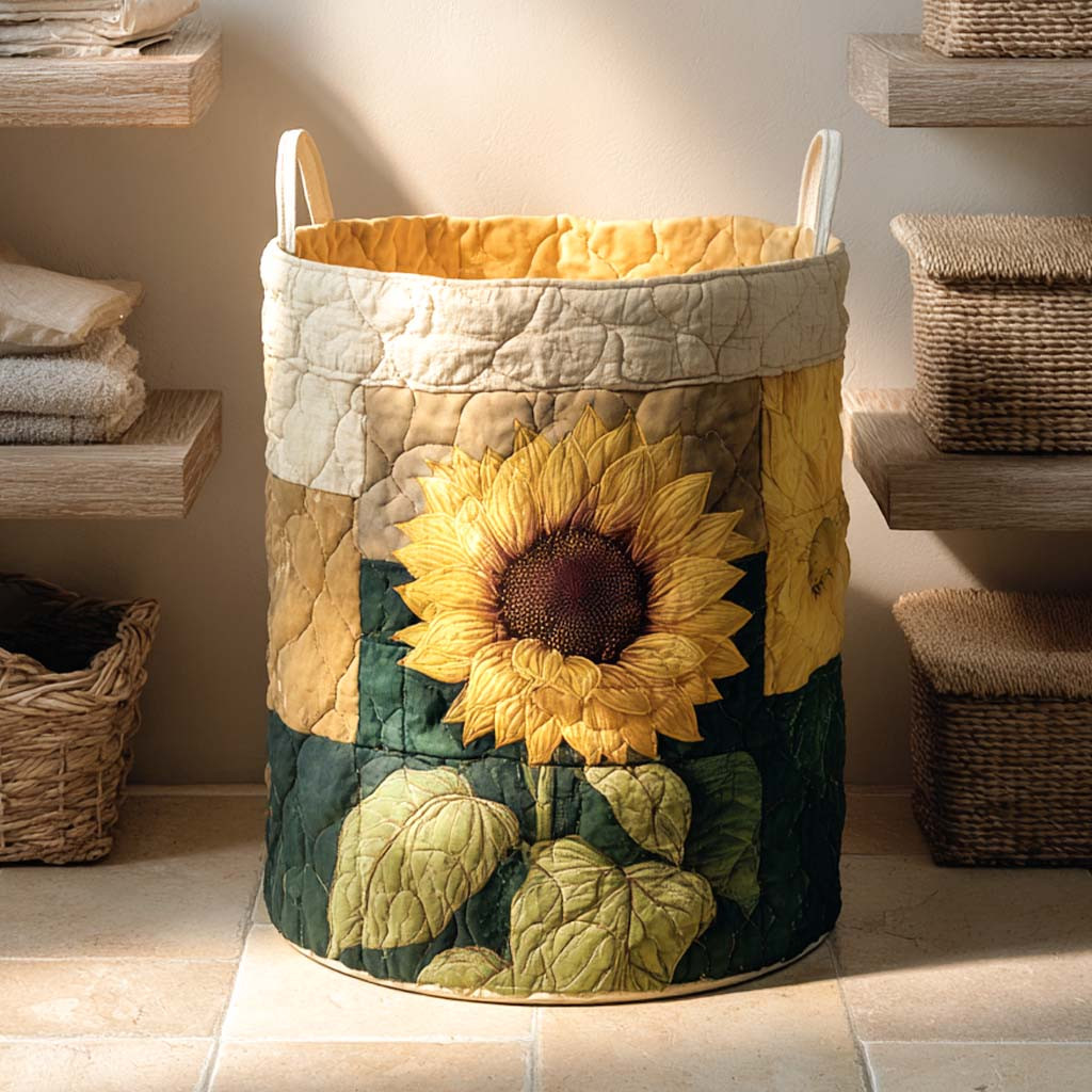 Sunny Bloom Quilted Laundry Basket Best Clothes Basket Mother's Day Gift Ideas For Wife