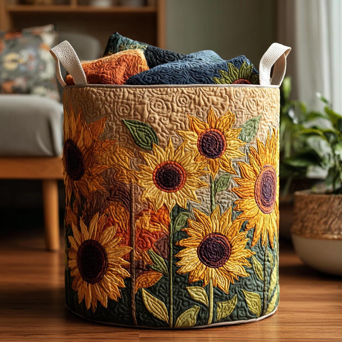 Sunny Bloom Quilted Laundry Basket Clothes Hamper Gifts For Mom From Son
