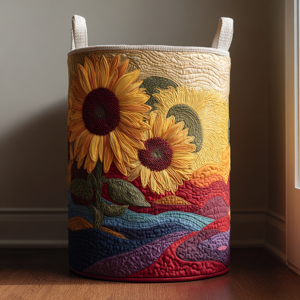 Sunny Bloom Quilted Laundry Basket Foldable Laundry Basket Good Gifts For Mom