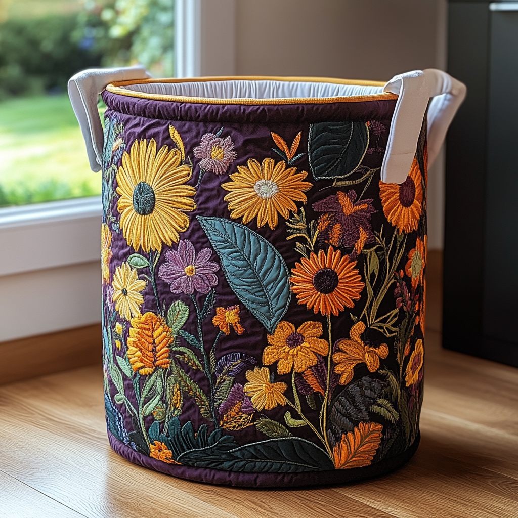 Sunny Bloom Quilted Laundry Basket Unique Clothes Hamper Gift Ideas For Mom In Law