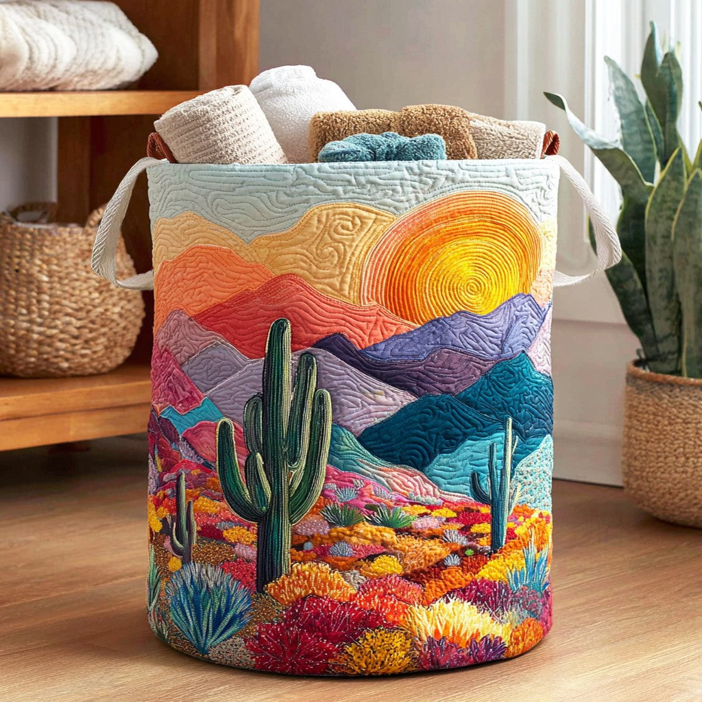 Sunny Cactus Bloom Quilted Laundry Basket Best Hampers Creative Mother's Day Gifts