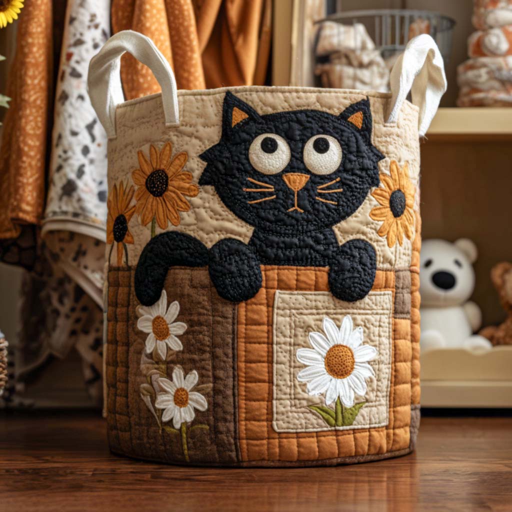 Sunny Cat Quilted Laundry Basket Laundry Room Decor Ideas Cat Presents For Him Herr