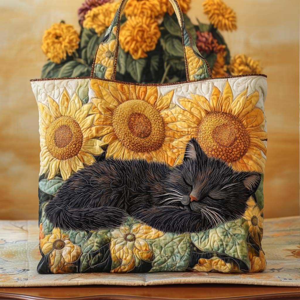Sunny Cat Quilted Tote Bag Trendy Tote Great Cat Lover Gifts