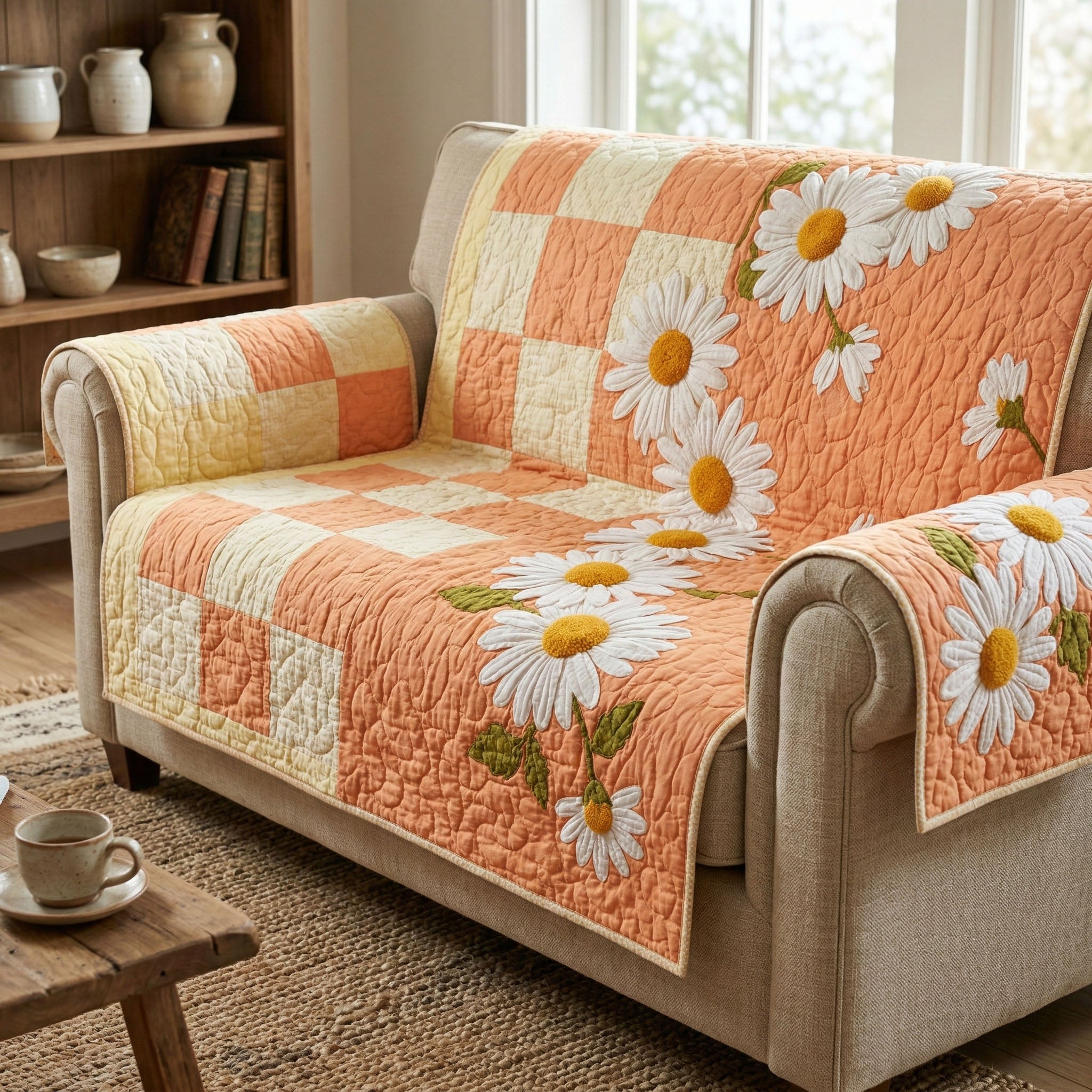Sunny Daisy Quilted Sofa Cover Furniture Protectors For Sofas Daisy Gifts For Mom