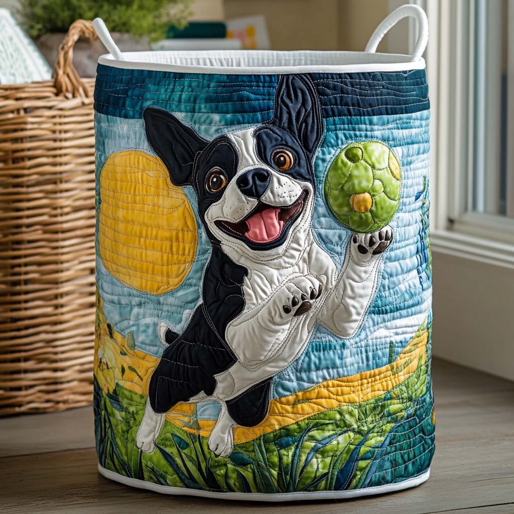 Sunny Fetcher Quilted Laundry Basket Modern Laundry Hamper Cool Gifts For Pet Lovers