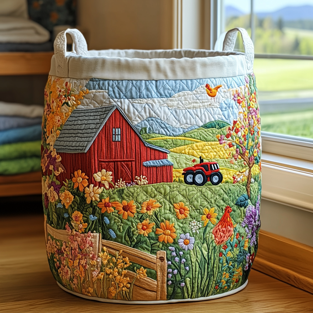 Sunny Field Quilted Laundry Basket Clothes Basket Nice Mother's Day Gifts