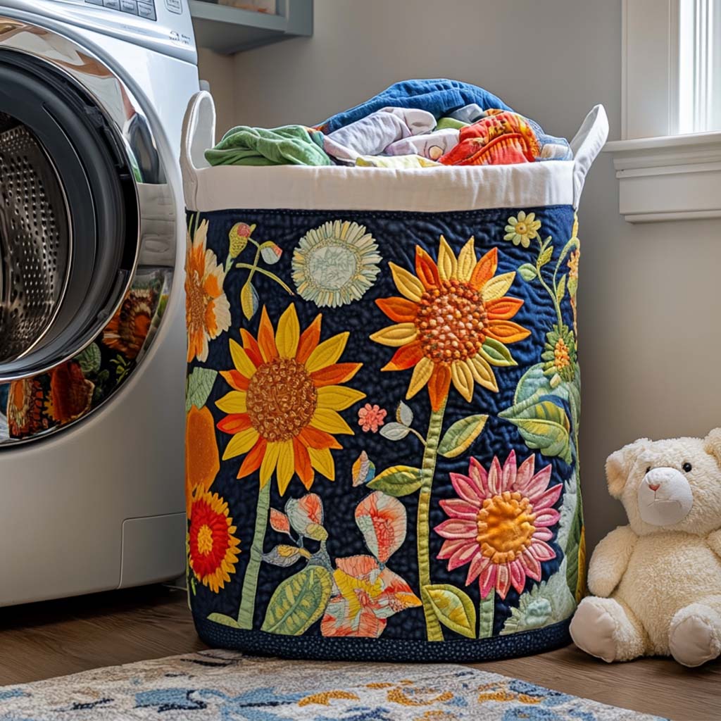 Sunny Garden Quilted Laundry Basket Foldable Clothes Hamper Best Mothers Day Present