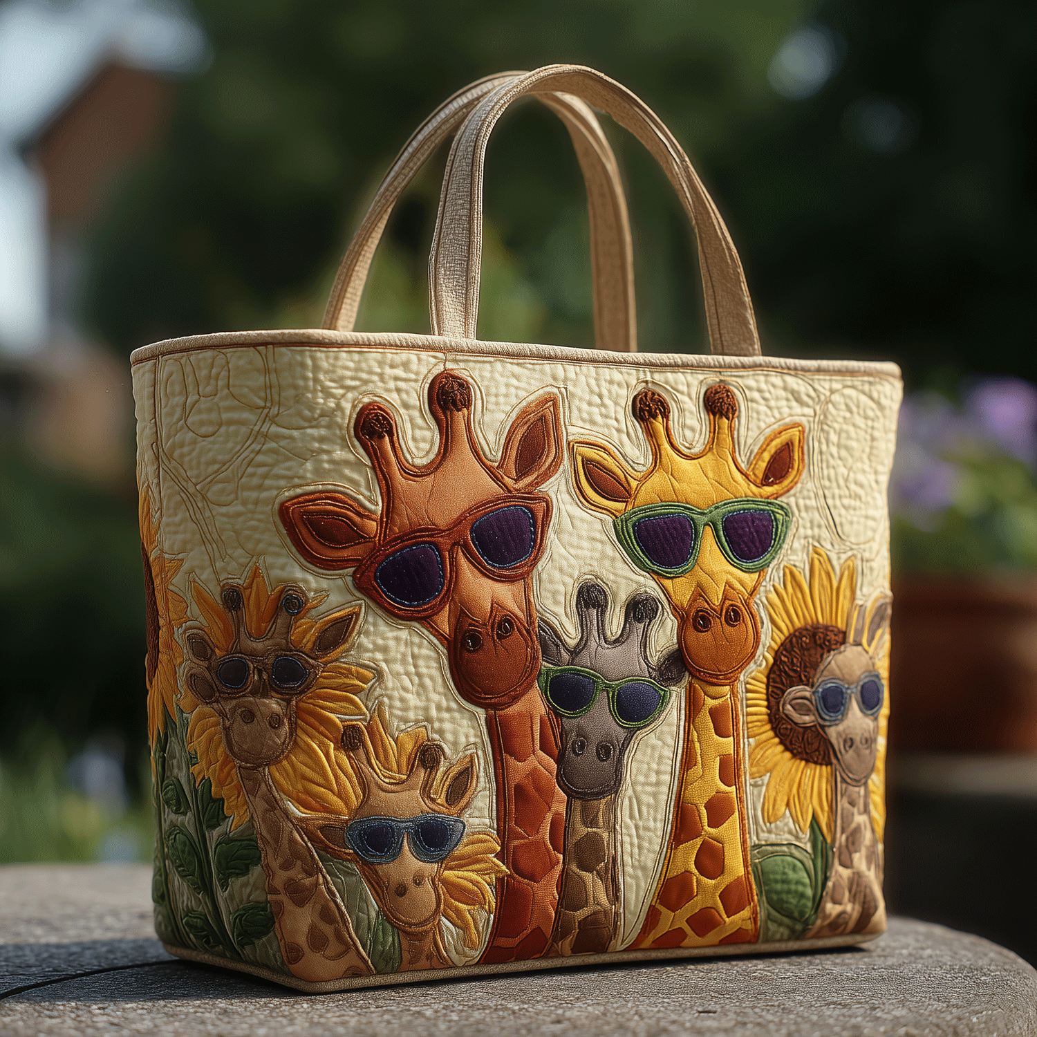 Sunny Giraffe Vibes Quilted Tote Bag Best Ladies Tote Bags Mothers Day Gift For Sister