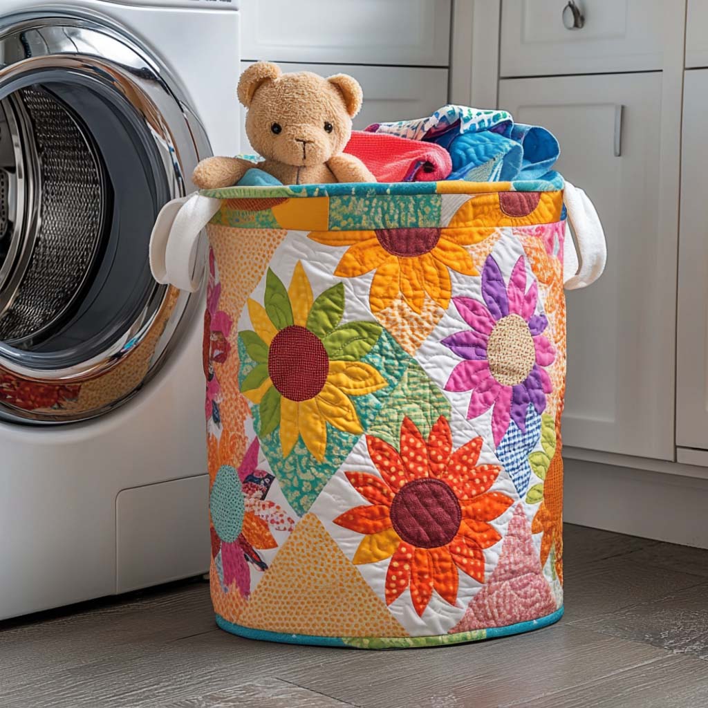 Sunny Glow Quilted Laundry Basket Foldable Laundry Hamper Cool Mothers Day Gifts