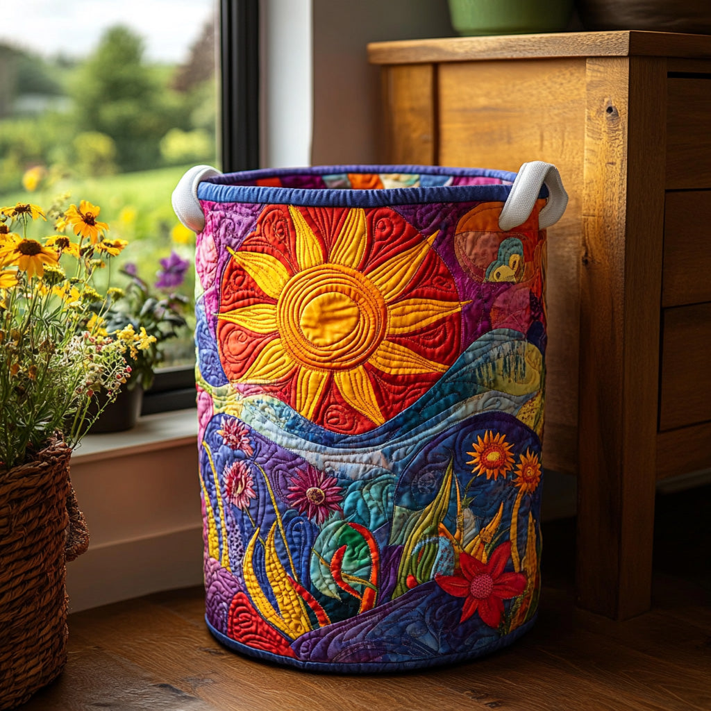Sunny Glow Quilted Laundry Basket Unique Cool Laundry Basket Mother's Day For Grandma