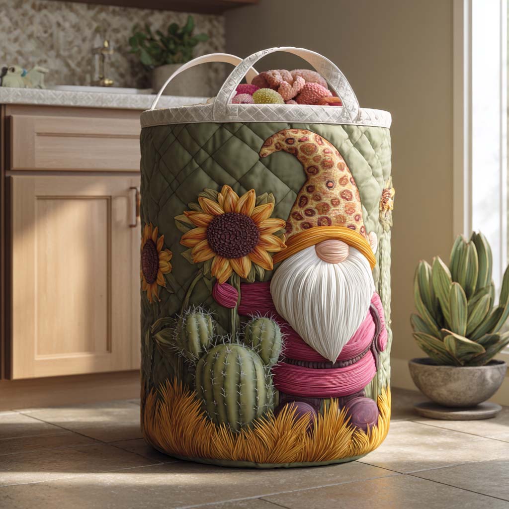 Sunny Gnome Hug Quilted Laundry Basket Foldable Laundry Basket Great Mothers Day Ideas