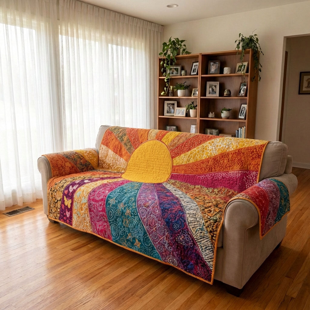 Sunny Horizon Quilted Sofa Cover Furniture Covers For Sofas Mother'sDay Gifts From Daughter