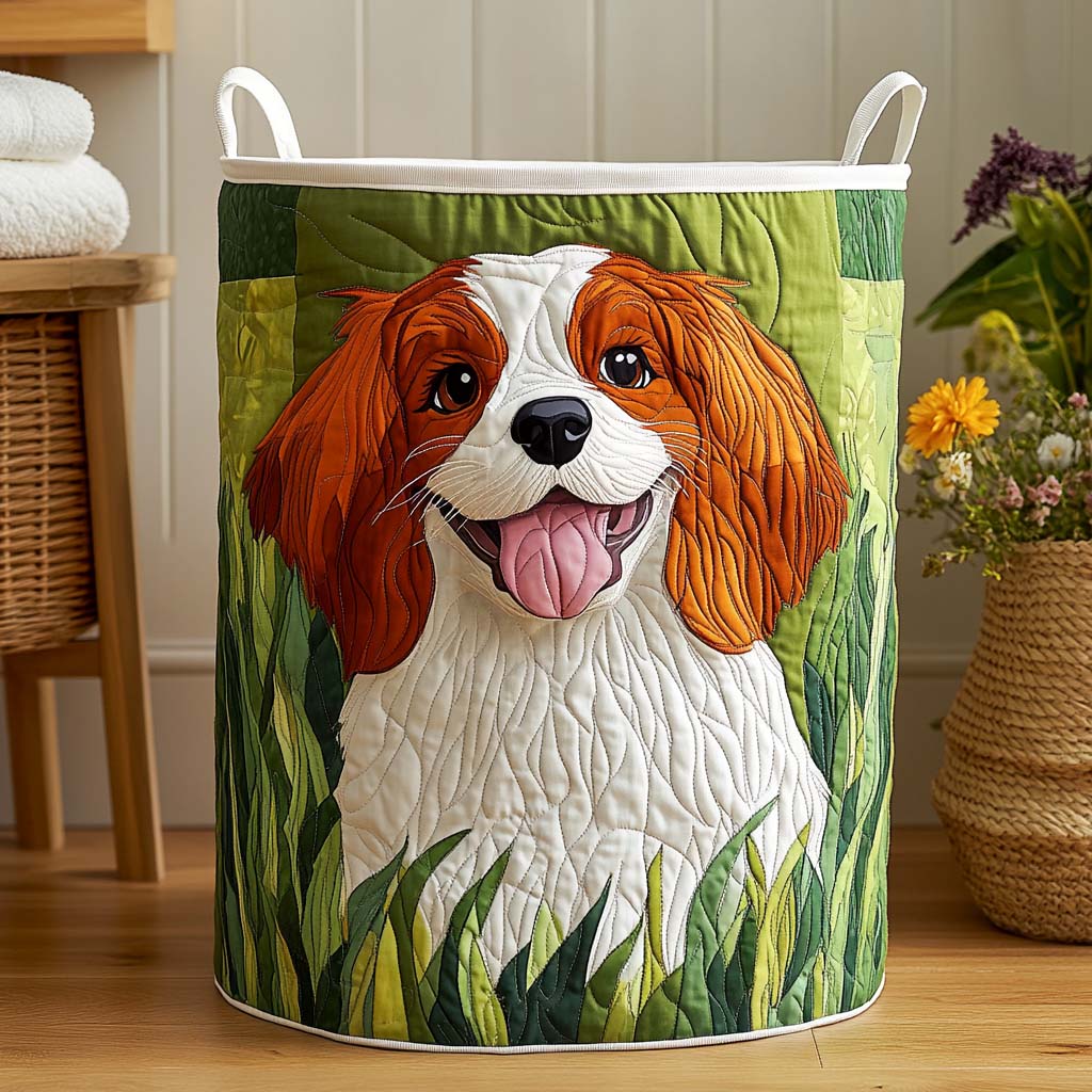 Sunny Meadow Smile Quilted Laundry Basket Decor Laundry Basket Birthday Present For Dog Lovers