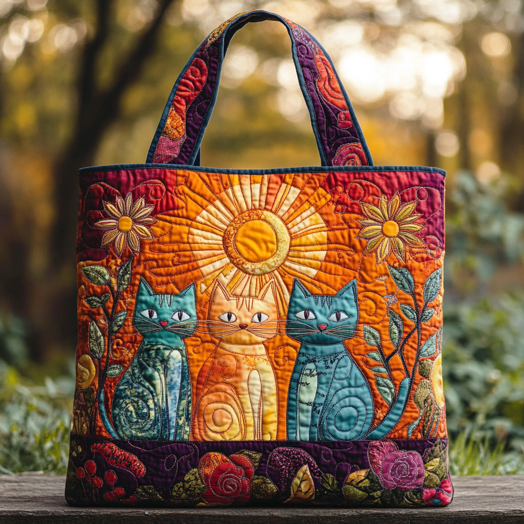 Sunny Meow Quilted Tote Bag Best Everyday Tote Bag Good Gifts For Mom