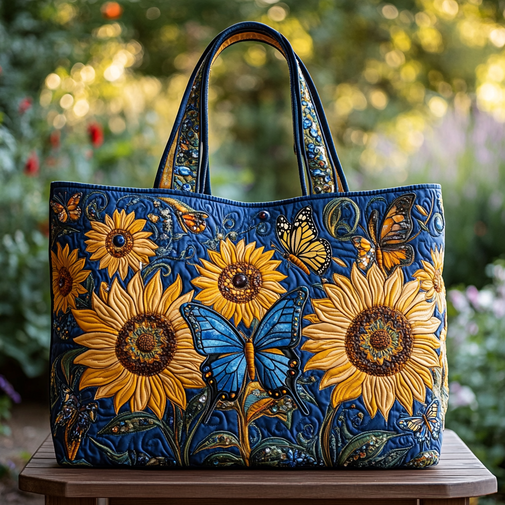 Sunny Petals Quilted Tote Bag Handbags Cute Mothers Day Gift Ideas