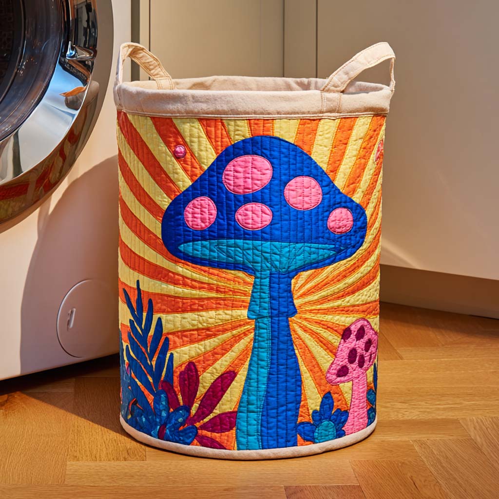 Sunny Pop Art Mushroom Quilted Laundry Basket Foldable Laundry Basket New House Gifts